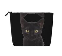 Trousse de maquillage réutilisable avec imprimé drapeau du Liban - Organiseur de toilette de voyage, pochette multi-usage pour le rangement quotidien des femmes, Chat mignon noir __æ Ǿï¼š, Taille