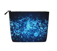 Trousse de maquillage réutilisable avec imprimé drapeau espagnol - Organiseur de toilette de voyage, pochette multi-usage pour le rangement quotidien des femmes, Notes de musique bleues., Taille