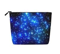 Trousse de maquillage réutilisable avec imprimé drapeau espagnol - Organiseur de toilette de voyage, pochette multi-usage pour le rangement quotidien des femmes, Étoiles bleues brillantes., Taille