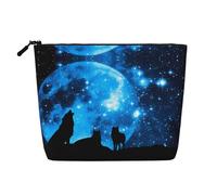 Trousse de maquillage réutilisable avec imprimé drapeau espagnol - Organiseur de toilette de voyage, pochette multi-usage pour le rangement quotidien des femmes, Loups., Taille unique