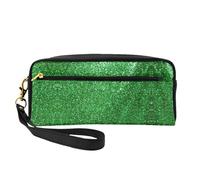 Trousse de maquillage réutilisable - En cuir imprimé à paillettes vertes - Petite trousse de maquillage pour voyage, trousse de toilette avec fermeture éclair, noir, One Size