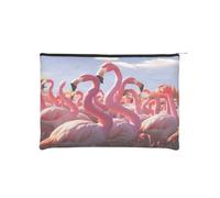 Trousse de maquillage réutilisable en papier imperméable et légère pour voyage, école et usage quotidien Motif flamants roses Pour femmes, étudiants, écologistes, Noir , Taille unique