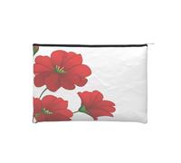 Trousse de maquillage réutilisable en papier imperméable et légère pour voyage, école et usage quotidien Motif imprimé floral vif Pour femmes, étudiants, écologistes, Noir , Taille unique