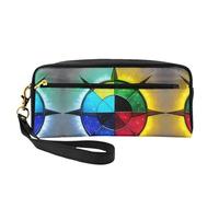 Trousse de maquillage réutilisable - Organiseur de toilette de voyage, brille dans toutes les directions - Petite pochette en cuir imprimé pour femme, Noir , Taille unique