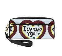 Trousse de maquillage réutilisable - Organiseur de toilette de voyage, confessions d'amour - Petite pochette en cuir imprimé pour femme, Noir , Taille unique