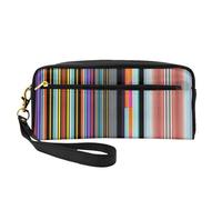 Trousse de maquillage réutilisable - Organiseur de toilette de voyage, lignes verticales irrégulières, petite pochette en cuir imprimé pour femme, Noir , Taille unique