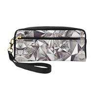 Trousse de maquillage réutilisable - Paillettes Abstrait Diamant Motif Cristal Imprimé Petite Trousse de Maquillage en Cuir pour Voyage Organisateur de Toilette avec Fermeture Éclair, noir, One Size