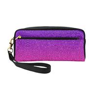 Trousse de maquillage réutilisable - Petit sac de maquillage en cuir imprimé à paillettes dégradées pour voyage, organiseur de toilette avec fermeture éclair, noir, One Size