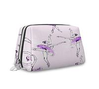 Trousse de maquillage réutilisable pour danseuses de ballet, motif pastel, organiseur en cuir, trousse de toilette réutilisable, violet rose, M, Violet Rose_16, Taille unique, Trousse de beauté
