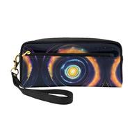 Trousse de maquillage réutilisable - Spirale spatiale cosmique en cuir imprimé énergie cosmique petite trousse de maquillage pour voyage, organisateur de toilette avec fermeture éclair, noir, One Size