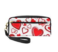 Trousse de maquillage romantique avec imprimé cœur rouge pour femme, pochette étanche, trousse de toilette, école, bureau, voyage, usage quotidien