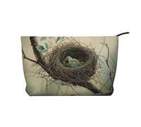 Trousse de maquillage romantique en velours côtelé avec imprimé cœur pour la Saint-Valentin, Maison pour oiseaux en plein air, Taille unique, Trousse de toilette