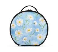 Trousse de maquillage ronde de voyage pour maquillage - Trousse de rangement portable pour pinceaux de maquillage - Accessoires de bijoux - Motif petite marguerite, Little Daisy, Taille unique