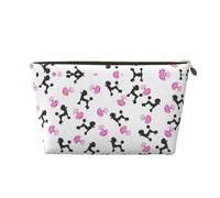 Trousse de maquillage rose avec imprimé caniche et bouteille de parfum girly pour sac à main, organiseur de maquillage pour sac à main, pochette de beauté étanche pour femmes et filles, doré, Taille
