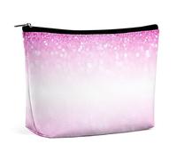 Trousse de Maquillage Rose Blanc Clignotant en Cuir PU imperméable pour Sac à Main/Trousse de Maquillage/Trousse de Toilette Brillante Portable de Voyage pour Femme