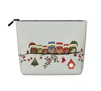 Trousse de maquillage - Rose Fleur Imprimé Faux Chanvre Organisateur de Toilette Voyage Un Pack pour Multiples Usages, Rangement Quotidien, Chouettes de Noël sur une branche, Taille unique