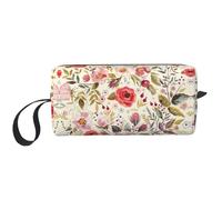 Trousse de maquillage rustique avec imprimé de roses - Trousse de maquillage durable - Cadeau essentiel pour homme et femme, blanc, Taille unique