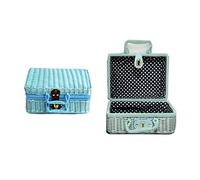Trousse De Maquillage Sac à Main en rotin Portable Matériau de Protection de l'environnement Imitation de rotin Valise rétro Boîte de Rangement cosmétique Organiseur De Parfum(C,22x16x10cm)