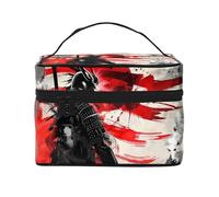 Trousse de maquillage Samouraï du Japon avec drapeau japonais - Trousse de toilette de voyage pour femmes et filles