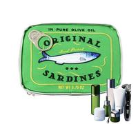 Trousse de maquillage sardines en conserve | 6,1 x 4,33 x 1,77 pouces | Trousse de maquillage de voyage style sardines en conserve | Trousse de rangement esthétique drôle cannaed sardine design pour