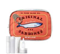 Trousse de maquillage sardines en conserve | 6,1 x 4,33 x 1,77 pouces | Trousse de maquillage de voyage style sardines en conserve | Trousse de rangement esthétique drôle cannaed sardine design pour