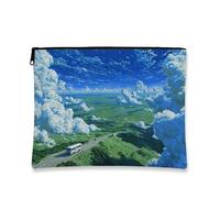 Trousse de maquillage scénique, paysage nuageux, pochette de voyage pour femme, organiseur portable en toile avec fermeture éclair, cadeau essentiel, trousse de toilette, accessoire de vacances d'été