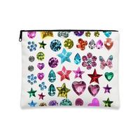Trousse de maquillage scintillante, pochette de voyage pour femme, petite trousse de toilette portable en toile avec fermeture éclair, cadeau de festival, multicolore, 7x9 Inch, Pierres précieuses