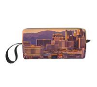 Trousse de maquillage simple de voyage étanche avec imprimé coucher de soleil de Las Vegas pour femmes, mamans, filles, blanc, Taille unique, Trousse de toilette