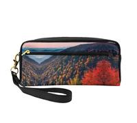 Trousse de maquillage - Smokey Mountain Falaise en cuir imprimé Petite trousse de maquillage pour voyage, organiseur de produits de toilette avec pochette à fermeture éclair, noir, taille unique, Noir