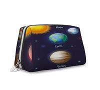 Trousse de maquillage solaire, trousse de maquillage, toile de fond du système solaire, ciel étoilé, organisateur en cuir, trousse de toilette réutilisable, multicolore, M, Multicolore 5, Taille