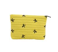 Trousse de maquillage sophistiquée avec plusieurs compartiments et nœuds, jaune