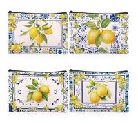 Trousse de maquillage souvenir de la côte amalfitaine - Cadeaux de voyage en Italie - Cadeaux de fête sur le thème du citron - Accessoires de maquillage pour femme - Sacs cosmétiques bohème pour