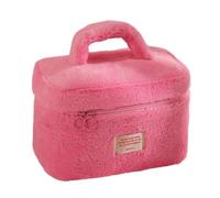 Trousse de maquillage spacieuse en peluche robuste pour un nettoyage facile et une durabilité accrues, rose rouge