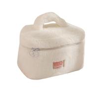 Trousse de maquillage spacieuse en peluche robuste pour un nettoyage facile et une durabilité accrues, blanc