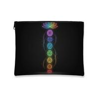 Trousse de maquillage spirituelle arc-en-ciel, chakra du nénuphar, pochette de voyage pour femme, organiseur portable noir à fermeture éclair, trousse de toilette quotidienne pour soins de la peau