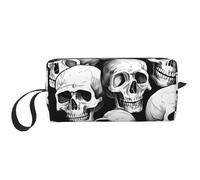 Trousse de maquillage squelette d'Halloween résistante à l'eau pour femmes et hommes - Pochette de rangement pour cosmétiques avec fermeture éclair - Petit sac à outils portable