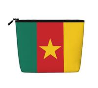 Trousse de maquillage style chanvre drapeau du Cameroun - Pochette de rangement étanche pour produits de toilette de voyage et rangement quotidien