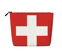Trousse de maquillage style chanvre drapeau suisse - Pochette de rangement étanche pour produits de toilette de voyage et rangement quotidien