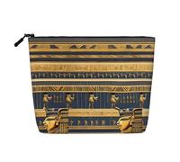 Trousse de maquillage style chanvre pharaonique égyptien - Pochette de rangement étanche pour produits de toilette de voyage et rangement quotidien