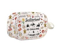 Trousse de maquillage Suisse Lover Suisse appelle et I Must Go Europe Trip Trousse de maquillage à fermeture éclair, Suisse Mo Royaume-Uni, 0