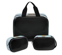 Trousse de maquillage Summer Happy Sloth pour homme et femme - Trousse de toilette translucide - 3 pièces - Trousse de toilette de voyage, couleur, XL, Trousse de maquillage