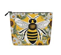 Trousse de maquillage sur le thème des abeilles et des tournesols, trousse de maquillage étanche en chanvre pour voyage, usage quotidien et cadeaux (24,1 x 17 x 5,1 cm), Noir , Taille unique