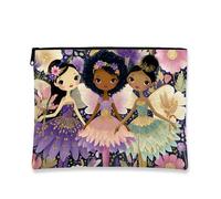 Trousse de maquillage sur le thème des fées, organisateur de cosmétiques à fleurs colorées, petite pochette portable en toile à fermeture éclair pour les voyages et les festivals, choix parfait pour