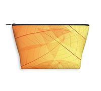 Trousse de maquillage sur le thème des fleurs de cerisier, trousse de maquillage, fleurs japonaises sur parapluies, organiseur en cuir, trousse de toilette réutilisable, rose noir, M, Orange Jaune_17,