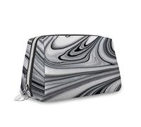Trousse de maquillage sur le thème des fleurs de cerisier, trousse de maquillage, fleurs japonaises sur parapluies, organiseur en cuir, trousse de toilette réutilisable, rose noir, M, Gris_13, Taille