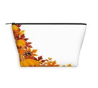 Trousse de maquillage sur le thème des fleurs de cerisier, trousse de maquillage, fleurs japonaises sur parapluies, organiseur en cuir, trousse de toilette réutilisable, rose noir, M, Orange Jaune_33,