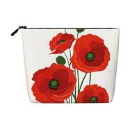 Trousse de maquillage sur le thème des fleurs de coquelicot - Trousse de maquillage étanche en chanvre pour voyage, usage quotidien et cadeaux (24,1 x 17 x 5,1 cm), Noir , Taille unique