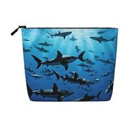 Trousse de maquillage sur le thème des requins marteaux, trousse de maquillage étanche en chanvre pour voyage, usage quotidien et cadeaux (24,1 x 17 x 5,1 cm), Noir , Taille unique