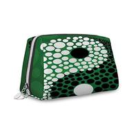 Trousse de maquillage sur le thème du Yin Yang, trousse de maquillage Yin Yang d'harmonie et d'équilibre, trousse de toilette réutilisable en cuir, vert, M, Vert_18, Taille unique, Trousse de beauté