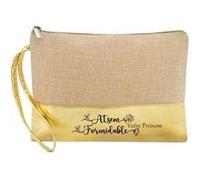 Trousse de maquillage Taperso en jute dore avec motif Atsem formidable personnalisee Or G